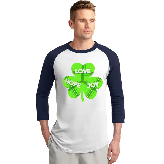 Hope Love Joy St Patrick’s Day Gift Baseball Sleeve Shirt