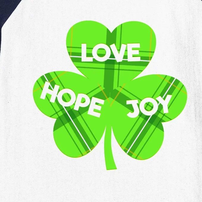 Hope Love Joy St Patrick’s Day Gift Baseball Sleeve Shirt