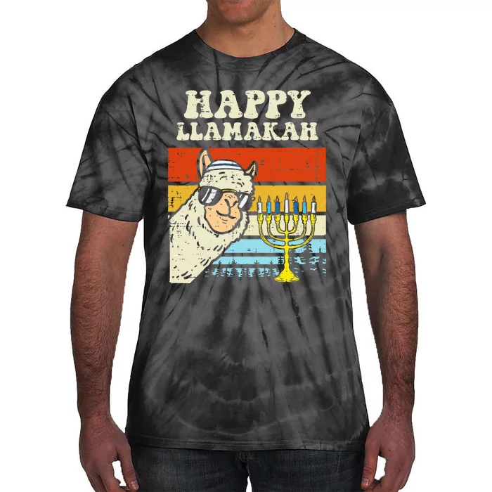 Happy Llamakah Jewish Llama Funny Hanukkah Pajamas Chanukah Tie-Dye T-Shirt