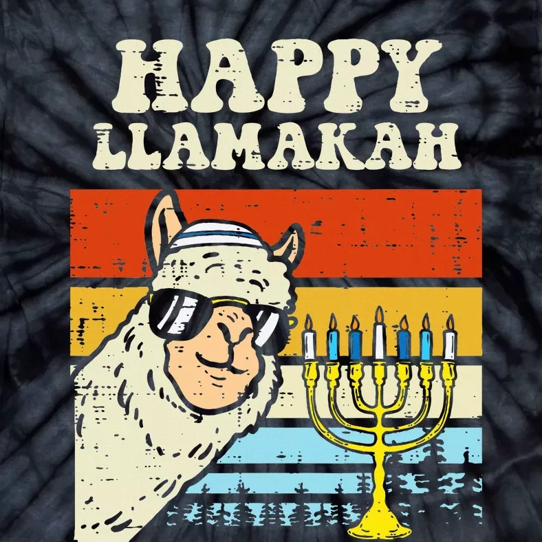 Happy Llamakah Jewish Llama Funny Hanukkah Pajamas Chanukah Tie-Dye T-Shirt