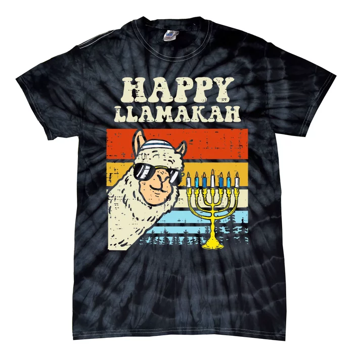 Happy Llamakah Jewish Llama Funny Hanukkah Pajamas Chanukah Tie-Dye T-Shirt