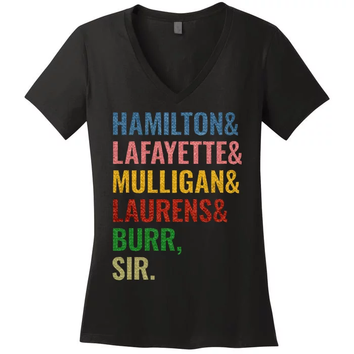 Hamilton Laurens Lafayette Mulligan Burr Sir Women's V-Neck T-Shirt