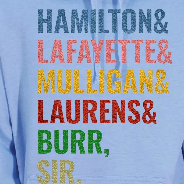 Hamilton Laurens Lafayette Mulligan Burr Sir Unisex Surf Hoodie