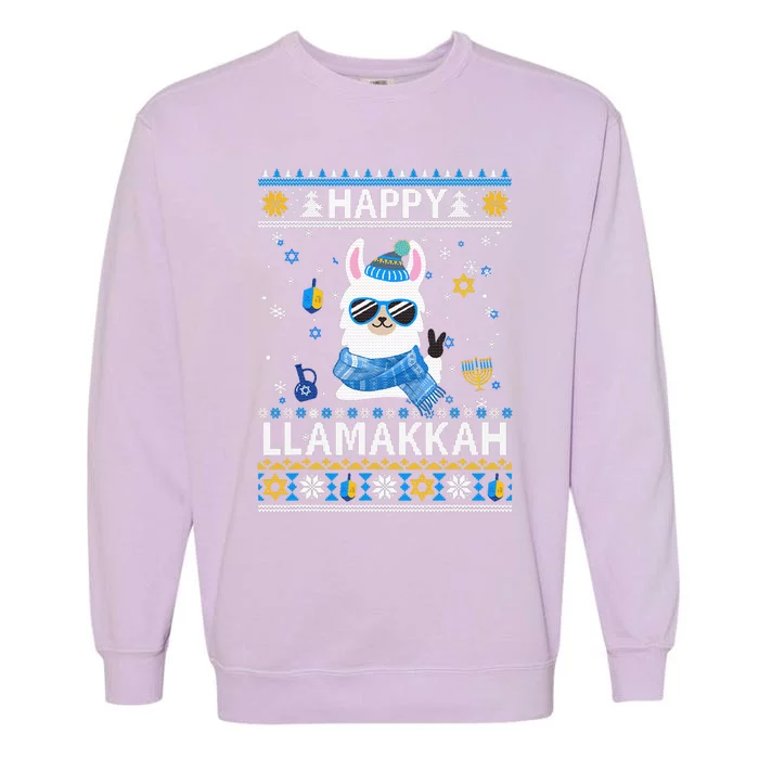 Happy Llamakkah Llama Ugly Hanukkah Sweater: Spread Holiday Joy With Festive Jew Garment-Dyed Sweatshirt