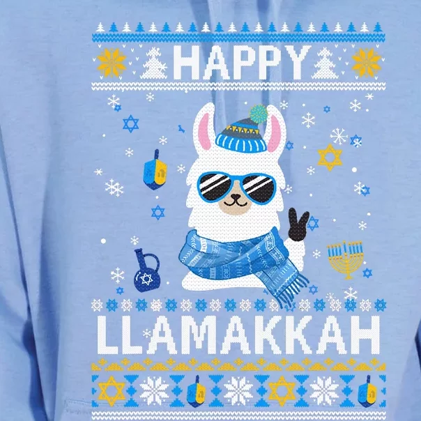 Happy Llamakkah Llama Ugly Hanukkah Sweater: Spread Holiday Joy With Festive Jew Unisex Surf Hoodie