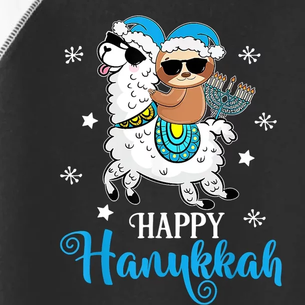 Hanukkah Llamakah Llama Sloth Happy Hanukkah Chanukah Toddler Fine Jersey T-Shirt