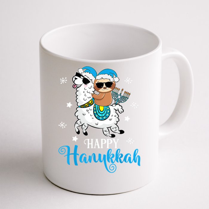 Hanukkah Llamakah Llama Sloth Happy Hanukkah Chanukah Front & Back Coffee Mug