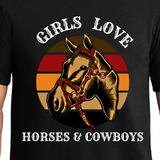 Horse Lovers  Love Horses And Cow Western Lover Gift Pajama Set