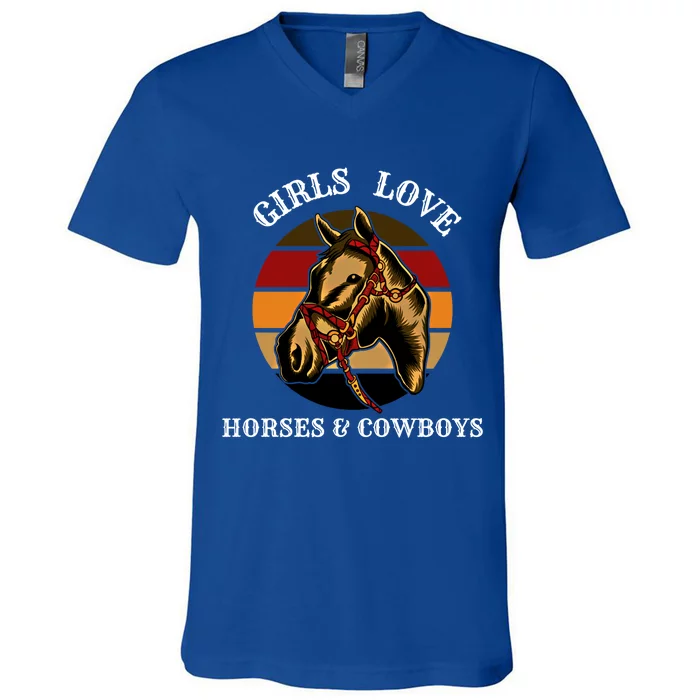 Horse Lovers  Love Horses And Cow Western Lover Gift V-Neck T-Shirt