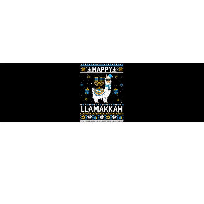 Happy Llamakkah Llama Alpaca Hanukkah Ugly Sweater Chanukah Bumper Sticker