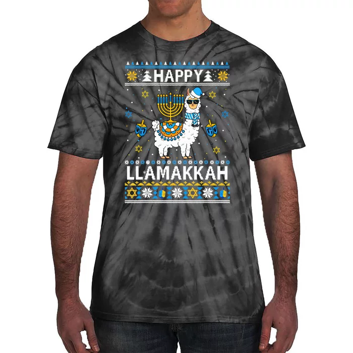 Happy Llamakkah Llama Alpaca Hanukkah Ugly Sweater Chanukah Tie-Dye T-Shirt