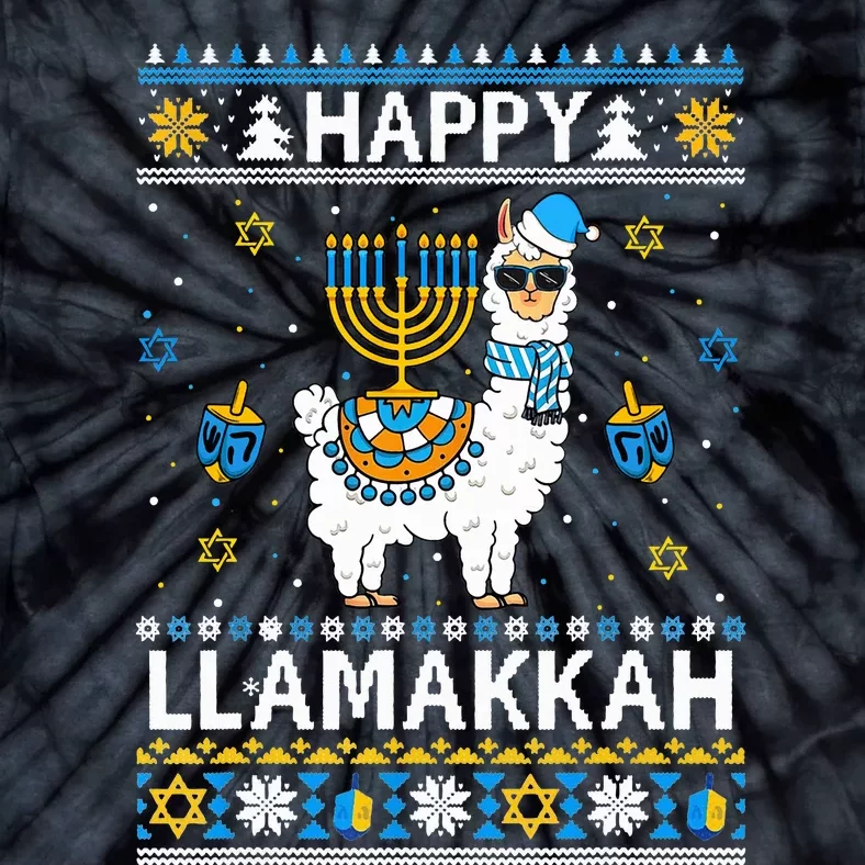 Happy Llamakkah Llama Alpaca Hanukkah Ugly Sweater Chanukah Tie-Dye T-Shirt