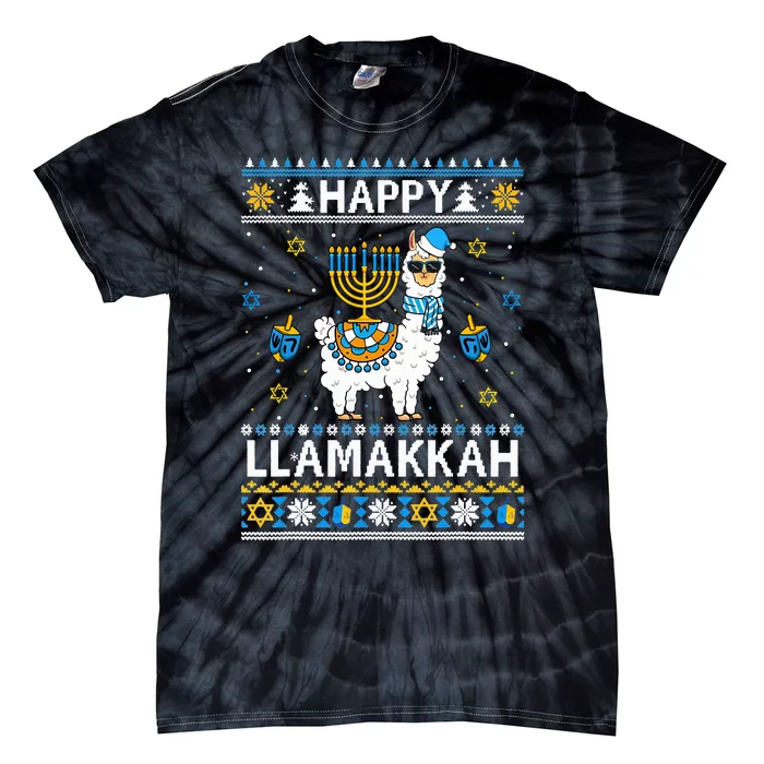 Happy Llamakkah Llama Alpaca Hanukkah Ugly Sweater Chanukah Tie-Dye T-Shirt