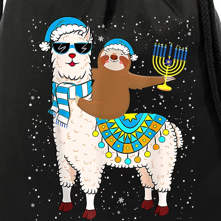 Hanukkah Llamakah Llama Sloth Happy Hanukkah Chanukah Christmas Xmas Drawstring Bag