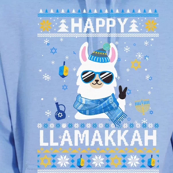 Happy Llamakkah Llama Ugly Hanukkah Ugly Sweater Unisex Surf Hoodie