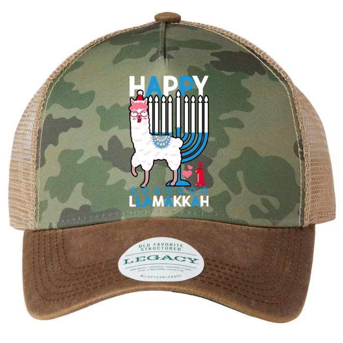 Happy Llamakkah Llama Ugly Hanukkah Ugly Sweater Legacy Tie Dye Trucker Hat