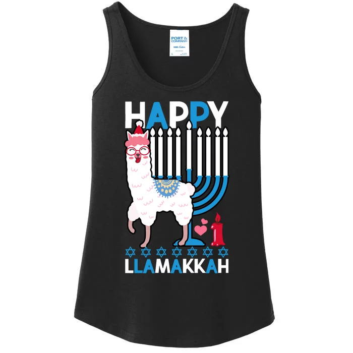 Happy Llamakkah Llama Ugly Hanukkah Ugly Sweater Ladies Essential Tank