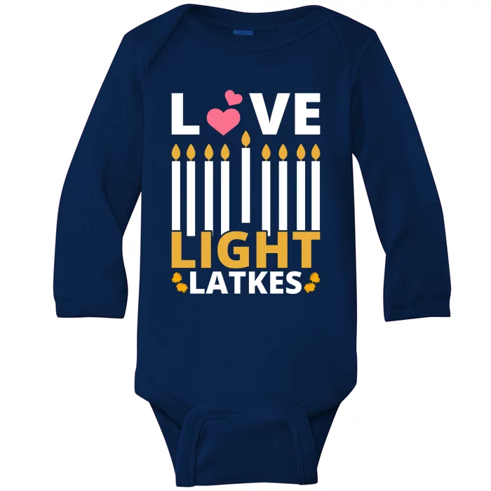 Hanukkah Love Light Latkes Gift Baby Long Sleeve Bodysuit