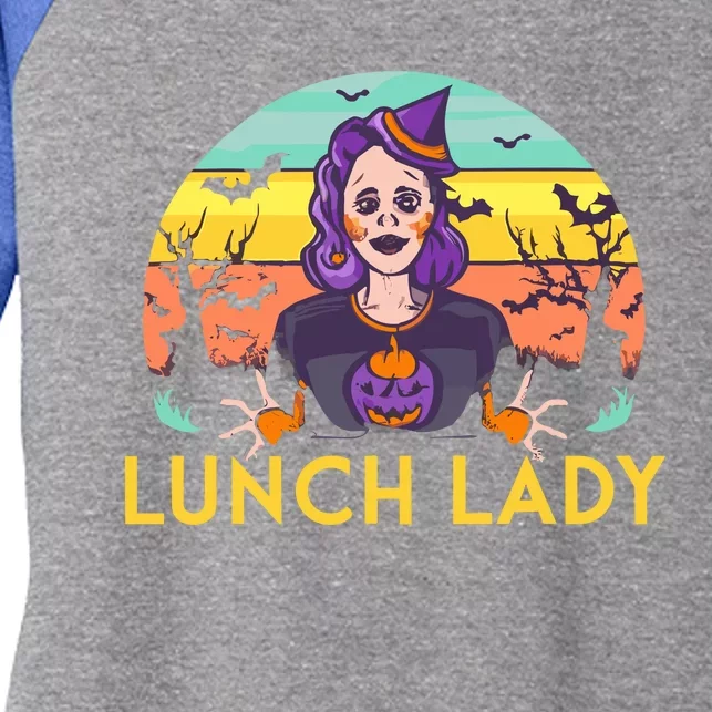 Halloween Lunch Lady Cafeteria Spooky Lunch Lady Halloween Women's Tri-Blend 3/4-Sleeve Raglan Shirt