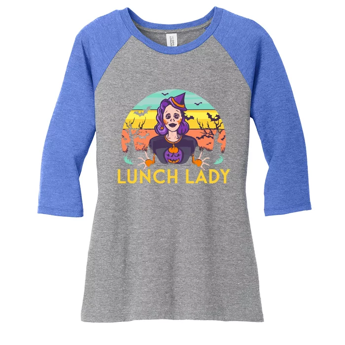 Halloween Lunch Lady Cafeteria Spooky Lunch Lady Halloween Women's Tri-Blend 3/4-Sleeve Raglan Shirt