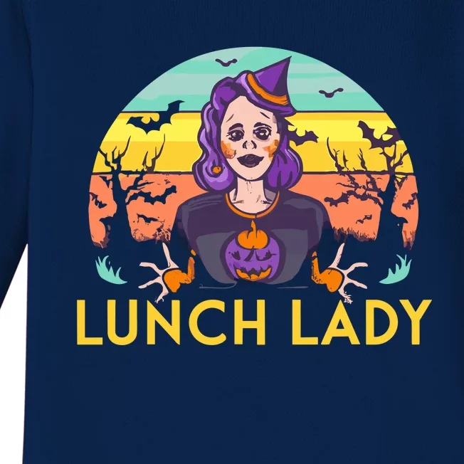 Halloween Lunch Lady Cafeteria Spooky Lunch Lady Halloween Baby Long Sleeve Bodysuit