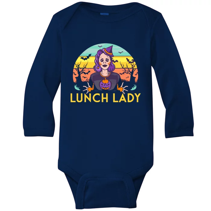 Halloween Lunch Lady Cafeteria Spooky Lunch Lady Halloween Baby Long Sleeve Bodysuit