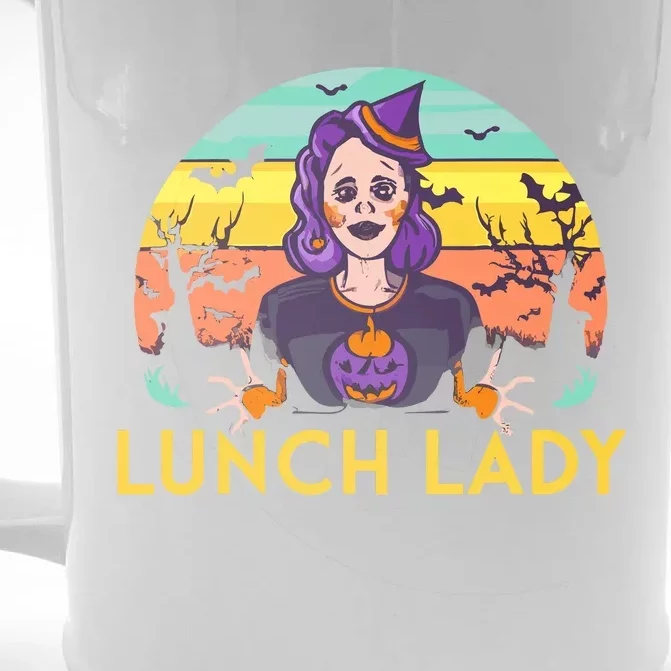 Halloween Lunch Lady Cafeteria Spooky Lunch Lady Halloween Front & Back Beer Stein