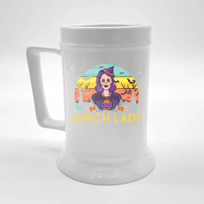 Halloween Lunch Lady Cafeteria Spooky Lunch Lady Halloween Front & Back Beer Stein