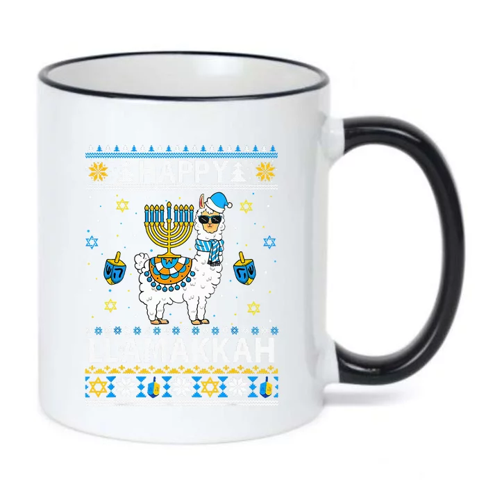 Happy Llamakkah Llama Alpaca Hanukkah Ugly Sweater Chanukah Black Color Changing Mug