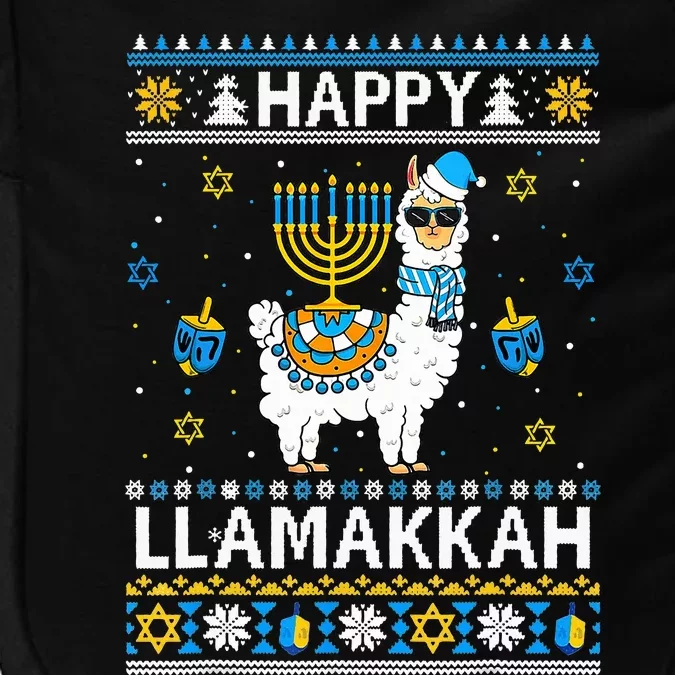 Happy Llamakkah Llama Alpaca Hanukkah Ugly Sweater Chanukah Impact Tech Backpack