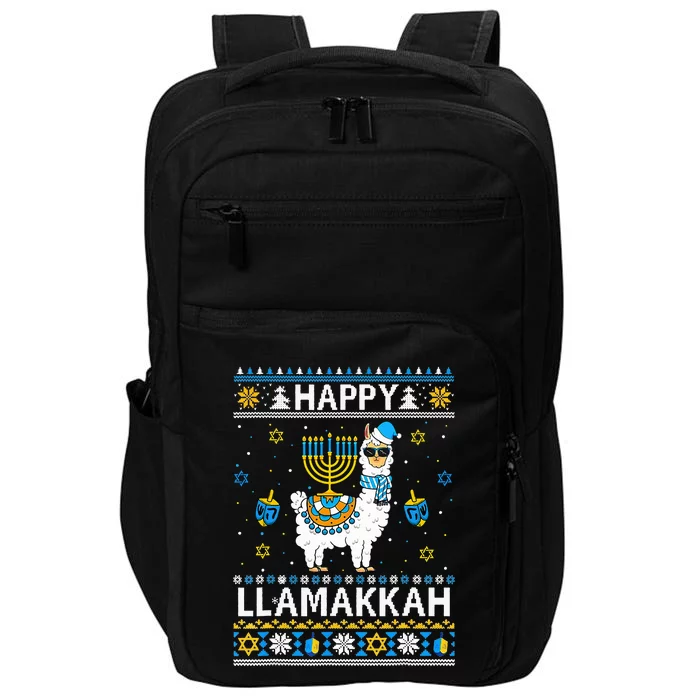 Happy Llamakkah Llama Alpaca Hanukkah Ugly Sweater Chanukah Impact Tech Backpack