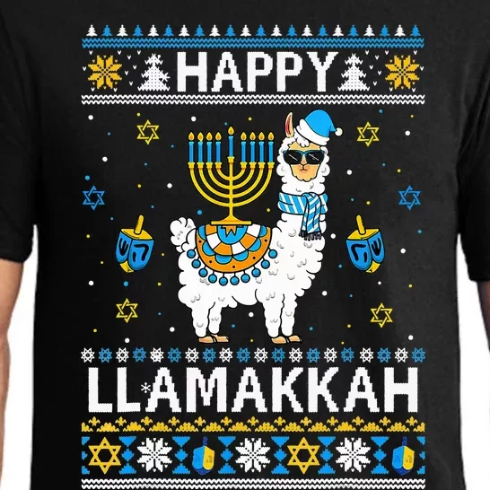 Happy Llamakkah Llama Alpaca Hanukkah Ugly Sweater Chanukah Pajama Set