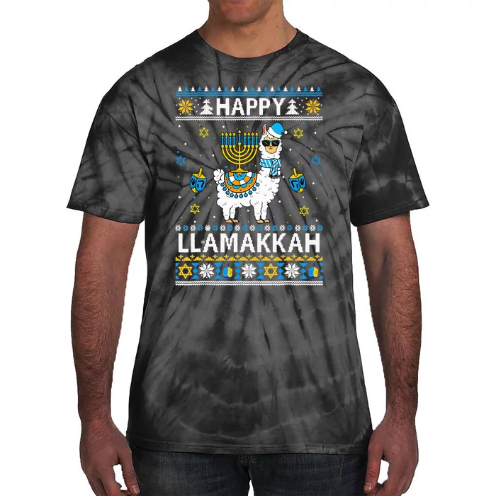 Happy Llamakkah Llama Alpaca Hanukkah Ugly Sweater Chanukah Tie-Dye T-Shirt