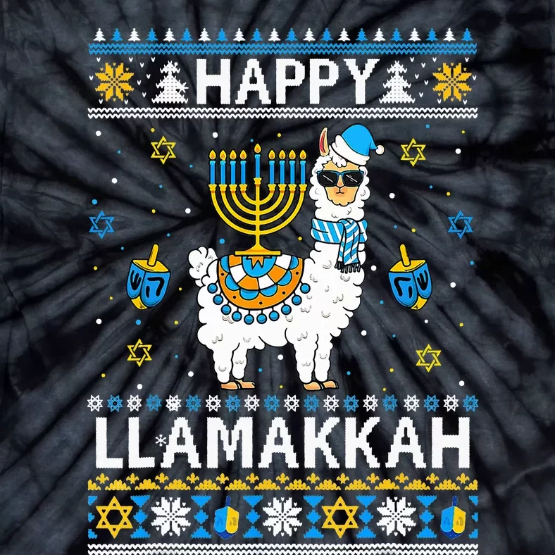 Happy Llamakkah Llama Alpaca Hanukkah Ugly Sweater Chanukah Tie-Dye T-Shirt