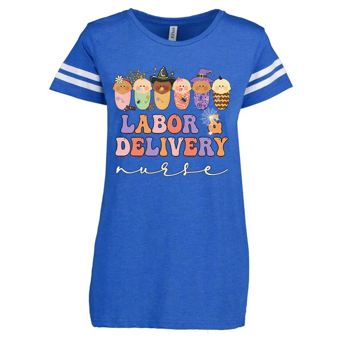 Halloween L&D Labor And Delivery Nurse Party Costume Enza Ladies Jersey Football T-Shirt