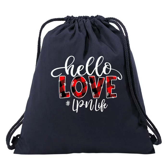 Hello Love Lpn Life Flannel Valentine's Day Gift Drawstring Bag