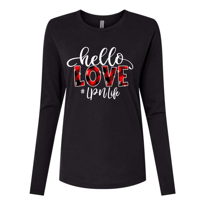 Hello Love Lpn Life Flannel Valentine's Day Great Gift Womens Cotton Relaxed Long Sleeve T-Shirt