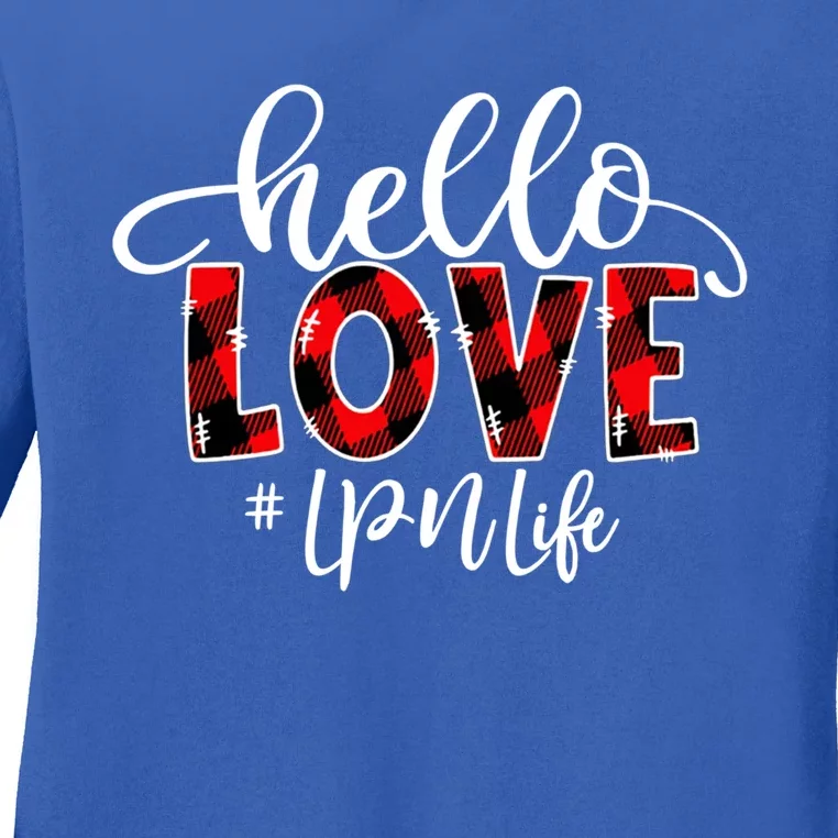 Hello Love Lpn Life Flannel Valentine's Day Gift Ladies Long Sleeve Shirt