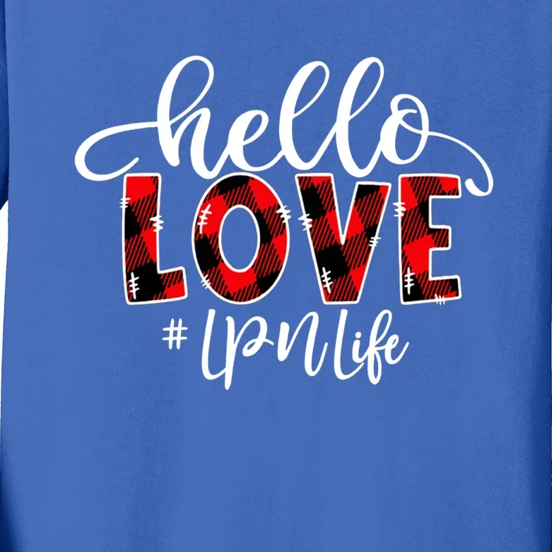 Hello Love Lpn Life Flannel Valentine's Day Gift Kids Long Sleeve Shirt