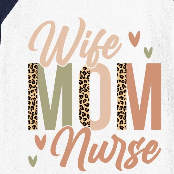 Half Leopard Letter Mothers Day Nurse Mom Funny Gift Baseball Sleeve Shirt