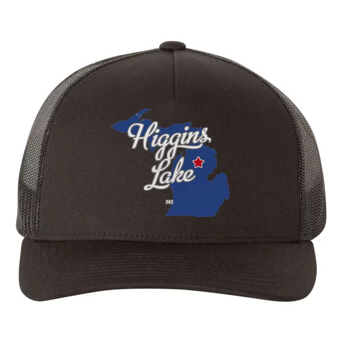 Higgins Lake Michigan MI Map Yupoong Adult 5-Panel Trucker Hat