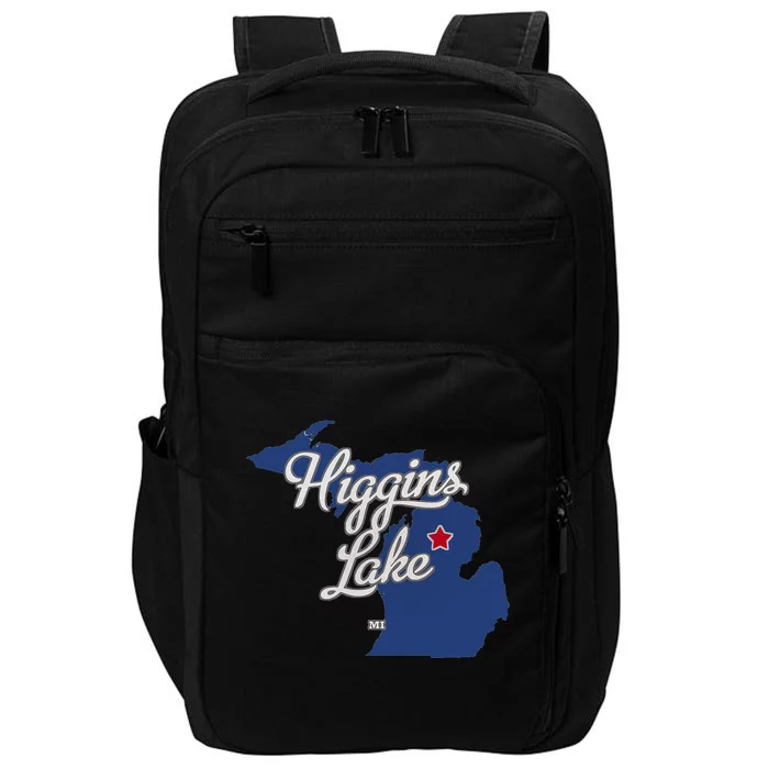 Higgins Lake Michigan MI Map Impact Tech Backpack