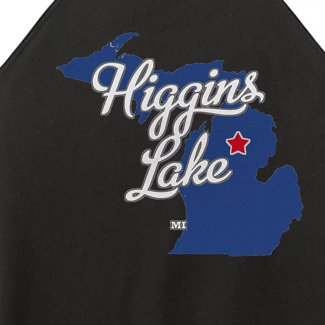 Higgins Lake Michigan MI Map Women’s Perfect Tri Rocker Tank