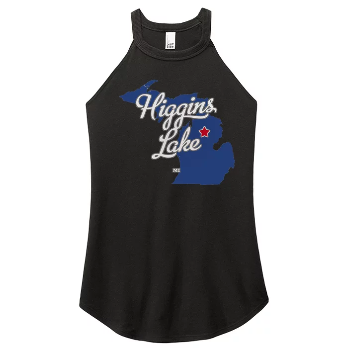 Higgins Lake Michigan MI Map Women’s Perfect Tri Rocker Tank