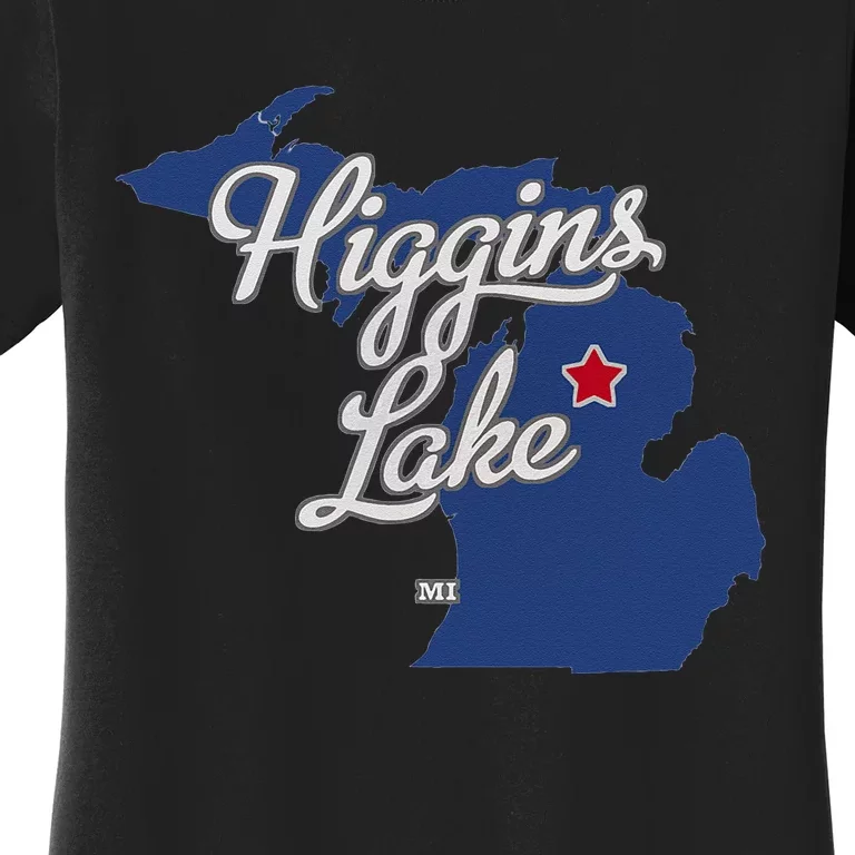 Higgins Lake Michigan MI Map Women's T-Shirt