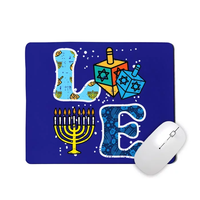 Hanukkah Love Menorah Dreidel Chanukah Jewish Mousepad