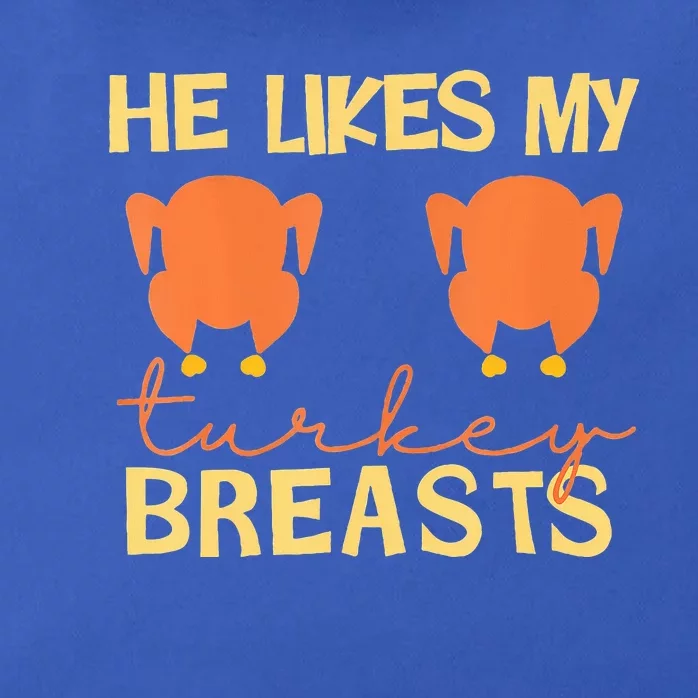 He Likes My Turkey Breasts Couple Matching Thanksgiving Zip Tote Bag