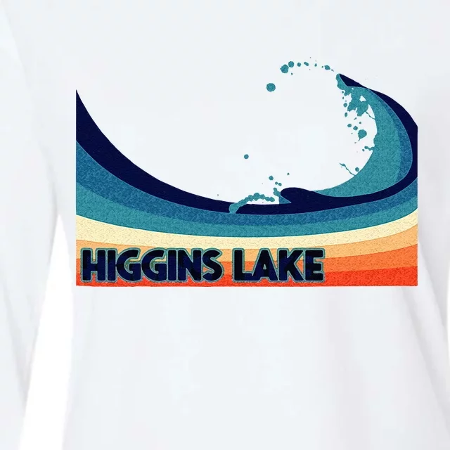 Higgins Lake Michigan Retro Boating Sailing & Fishing Womens Cotton Relaxed Long Sleeve T-Shirt