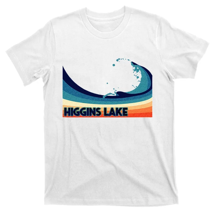 Higgins Lake Michigan Retro Boating Sailing & Fishing T-Shirt