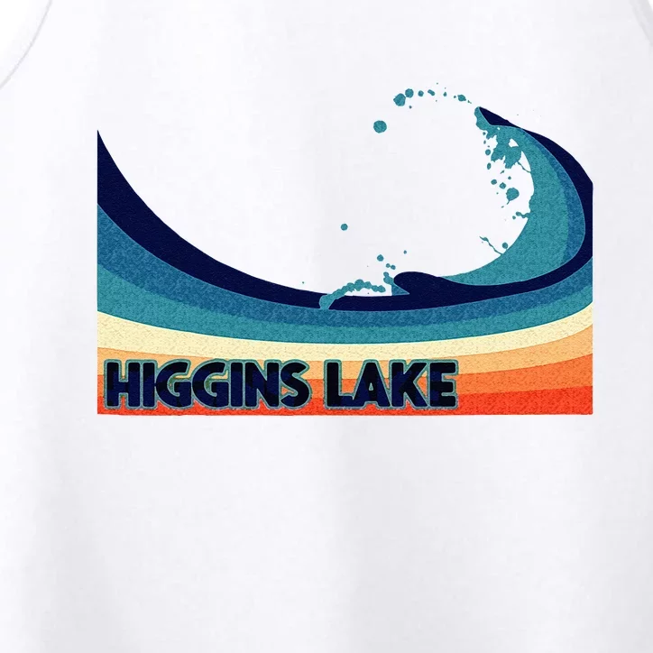 Higgins Lake Michigan Retro Boating Sailing & Fishing Performance Tank